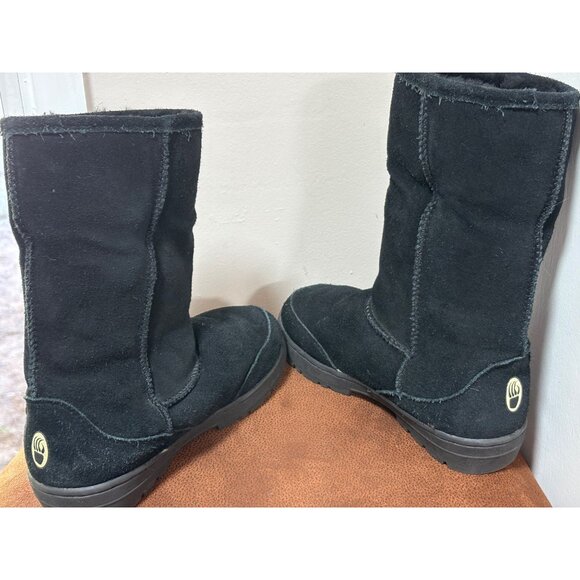 BEARPAW MEADOW MID-CALF SUEDE WINTER BOOTS BLACK FLATS WOMENS SIZE 6 - Picture 5 of 7